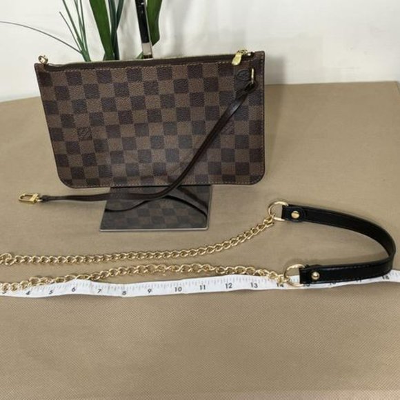 Louis Vuitton Neverfull Gm Pouch Brown Coated Canvas Wristlet - Picture 8 of 10